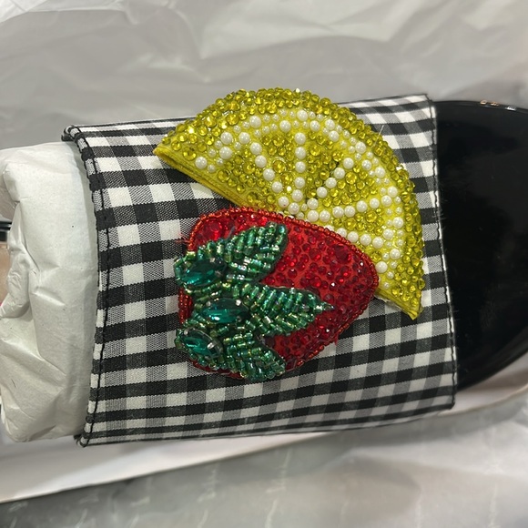 🍋 Betsey Johnson Lindyy Fruit Block Heel Bead Embellished Sandals Various Sizes - Picture 5 of 6